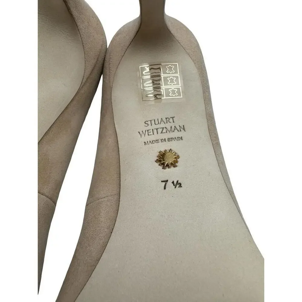 Stuart Weitzman Anny 90 Suede Pump Heels Tan Size 7.5 US - Picture 6 of 9